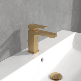 Смеситель для раковины Villeroy & Boch Architectura Square с донным клапаном матовое золото TVW12500100076
