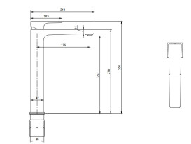 Змішувач для раковини Villeroy & Boch Architectura Square з донним клапаном хром TVW12500200061