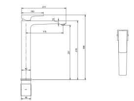 Смеситель для раковины Villeroy & Boch Architectura Square с донным клапаном матовое золото TVW12500200076