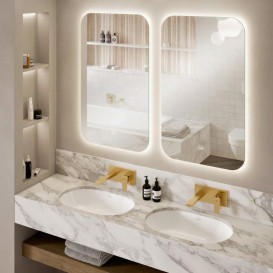 Смеситель для раковины Villeroy & Boch Architectura Square настенный однорычажный матовое золото TVW12500300076