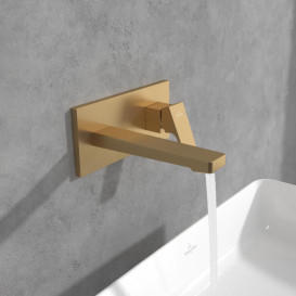 Смеситель для раковины Villeroy & Boch Architectura Square настенный однорычажный матовое золото TVW12500300076
