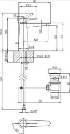 Смеситель для раковины Villeroy & Boch Conum с донным клапаном матовый черный TVW127003000K5