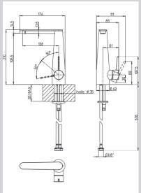 Смеситель для раковины Villeroy & Boch Conum с донным клапаном матовое золото TVW12700400076