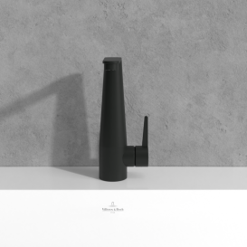 Змішувач для раковини Villeroy & Boch Conum із донним клапаном матовий чорний TVW127004000K5