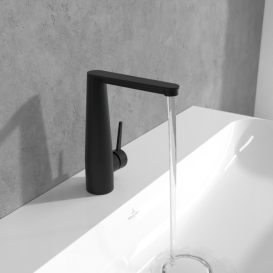 Змішувач для раковини Villeroy & Boch Conum із донним клапаном матовий чорний TVW127004000K5
