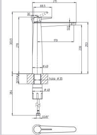 Смеситель для раковины Villeroy & Boch Conum с донным клапаном хром  TVW12700500061