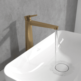 Смеситель для раковины Villeroy & Boch Conum с донным клапаном матовое золото TVW12700500076