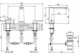 Смеситель для раковины Villeroy & Boch Conum на 3 отверстия матовый никель TVW12700100064