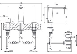 Змішувач для раковини Villeroy & Boch Conum на 3 отвори матовий чорний TVW127001000K5