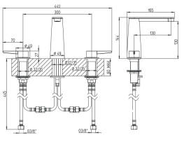 Смеситель для раковины Villeroy & Boch Conum на 3 отверстия матовый черный TVW127001001K5