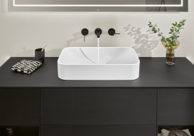 Смеситель для раковины Villeroy & Boch Conum настенный на 3 отверстия матовый черный TVW127002000K5