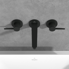 Смеситель для раковины Villeroy & Boch Conum настенный на 3 отверстия матовый черный TVW127002000K5