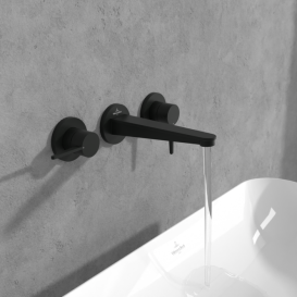 Смеситель для раковины Villeroy & Boch Conum настенный на 3 отверстия матовый черный TVW127002000K5