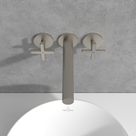 Смеситель для раковины Villeroy & Boch Loop & Friends настенный на 3 отверстия матовый никель TVZ10601200064