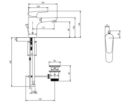 Смеситель для раковины Villeroy & Boch O.novo с донным клапаном хром TVW10510111061