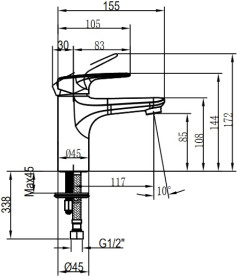 Смеситель для раковины Villeroy & Boch O.novo однорычажный хром TVW10510311061