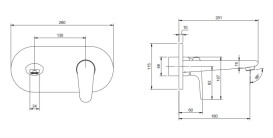Смеситель для раковины Villeroy & Boch O.novo настенный однорычажный хром TVW10511211061