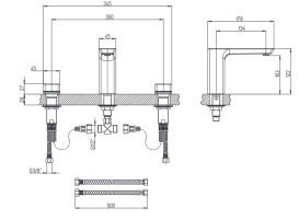 Смеситель для раковины Villeroy & Boch Subway 3.0 на 3 отверстия матовый никель TVW11200500064