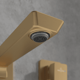 Смеситель для раковины Villeroy & Boch Subway 3.0 настенный на 2 отверстия матовое золото TVW11200700076