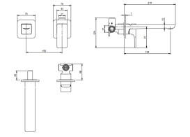 Смеситель для раковины Villeroy & Boch Subway 3.0 настенный на 2 отверстия матовое золото TVW11200700076
