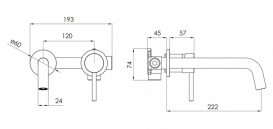 Смеситель для раковины Volle Cruze настенный однорычажный золотой 1547.010315