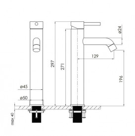Смеситель для раковины Volle Cruze однорычажный графитовый 1547.010206