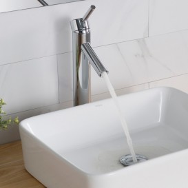 Смеситель для раковины высокий Kraus Sheven однорычажный латунь хром FVS-1002CH