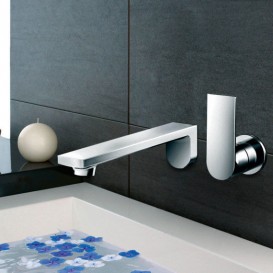 Змішувач для раковіниTOTO Contemporary настінний на 2 отвори одноважільний хром DLB309