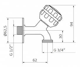 Змішувач для пральної машини GRB Cocinas Cuisines одновентільний на 1 режим хром 2164046000