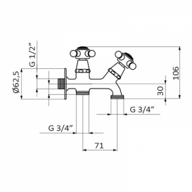 Смеситель для стиральной машины GRB Cocinas двухвентильный на 2 выхода хром 80915800