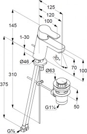 Смеситель для раковины Kludi PURE&EASY 70 однорычажный  хром 372860565