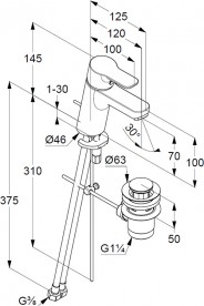 Смеситель для раковины Kludi PURE&EASY 70 однорычажный  картридж Eco Plus  хром 372890565