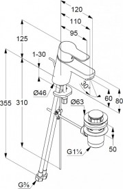 Смеситель для раковины Kludi PURE&EASY 60 однорычажный  хром 373850565