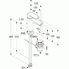 Смеситель для раковины Kludi Pure&Style однорычажный с донным клапаном 402900575