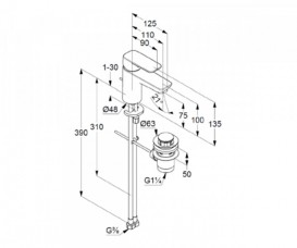 Змішувач для раковини Kludi Pure & Style змішувач хром 403820575