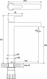 Змішувач для умивальника Ravak PURI високий змішувач PU 015.00 без донного клапана латунь хром X070114