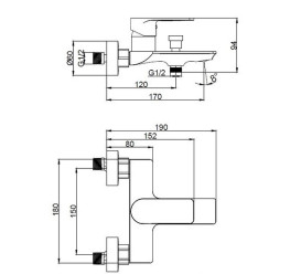 Змішувач для ванної кімнати Аквародос Valencia одноважільний gun metal АР000110504