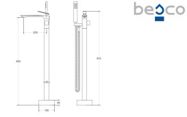 Смеситель для ванной Besco Aspira напольный с душевым гарнитуром хром BW-A-CH