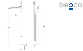Смеситель для ванной Besco Aspira напольный с душевым гарнитуром графит BW-A-GR