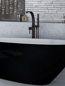 Смеситель для ванной Besco Decco I напольный с душевым гарнитуром черный матовый BW-DI-CZ