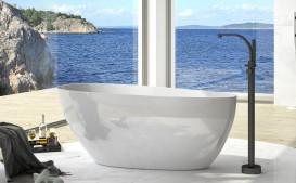 Змішувач для ванної кімнати Besco Decco II підлоговий з душовим гарнітуром графіт BW-DII-GR