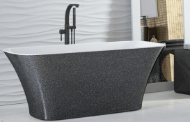 Смеситель для ванной Besco Decco II напольный с душевым гарнитуром графит BW-DII-GR