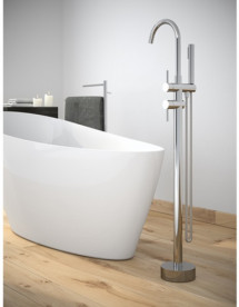 Змішувач для ванної кімнати Besco Illusion I підлоговий з душовим гарнітуром хром BW-II-CH