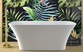 Змішувач для ванної кімнати Besco Illusion I підлоговий з душовим гарнітуром золото BW-II-ZL