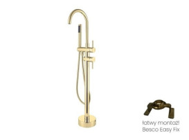 Змішувач для ванної кімнати Besco Illusion I підлоговий з душовим гарнітуром золото BW-II-ZL