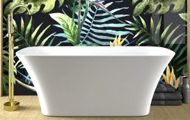 Змішувач для ванної кімнати Besco Illusion I підлоговий з душовим гарнітуром яскраве золото BW-II-JZ