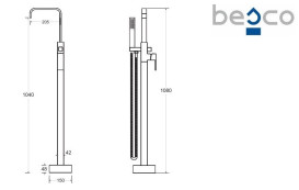 Смеситель для ванной Besco Modern I напольный с душевым гарнитуром хром BW-MI-CH