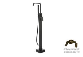 Смеситель для ванной Besco Modern I напольный с душевым гарнитуром черный матовый BW-MI-CZ