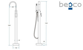 Смеситель для ванной Besco Modern II напольный с душевым гарнитуром черный матовый BW-MII-CZ