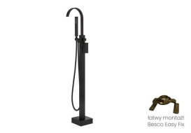Смеситель для ванной Besco Modern II напольный с душевым гарнитуром черный матовый BW-MII-CZ